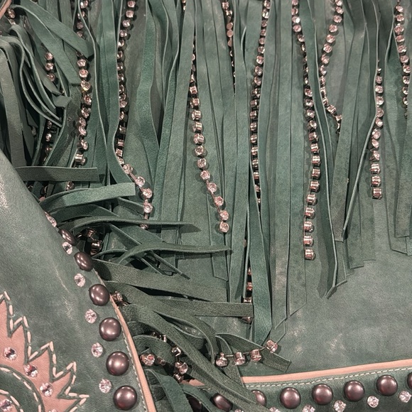 Double D Ranch Teal Studded Leather Jacket - Picture 3 of 6